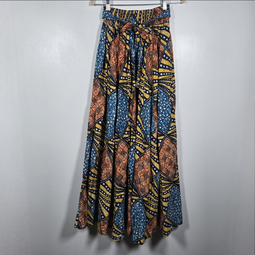 Go Rogue Vibrant Colorful Abstract Art Print Pull On Long Broom Skirt Free Size